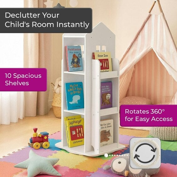 Neo White House Shaped 360° Rotating Kid's Freestanding Bookshelf
