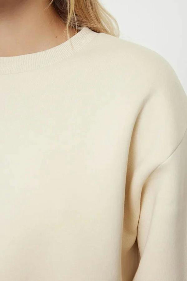 Hoxton Gal Thick Fleece-Lined Regular Fit Crew Neck Basic Knit Sweatshirt