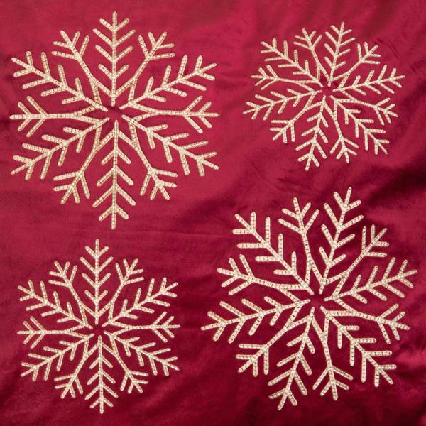 Samuel Alexander 44cm Burgundy & Gold Snowflake Soft Christmas Cushion