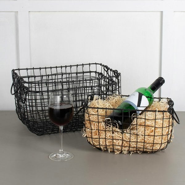 Virginia Hayward Black Wire Baskets Set of 3