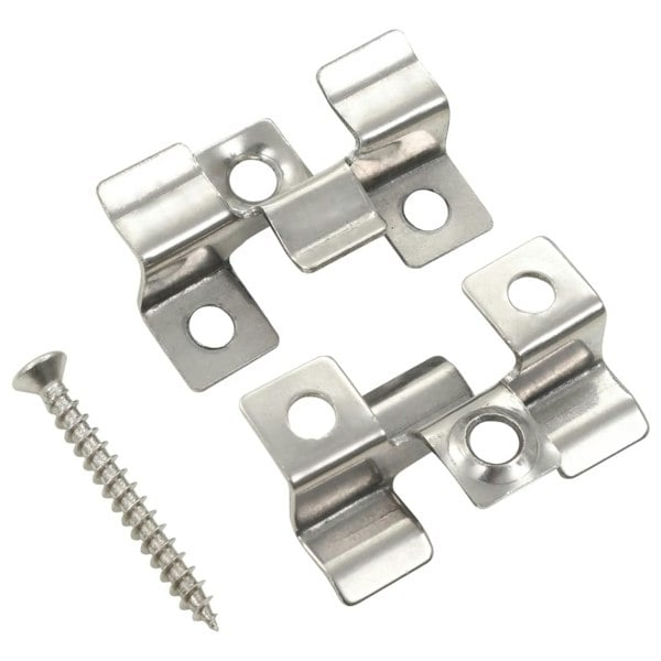 Berkfield 100 pcs Decking Clips with 200 Screws Stainless Steel