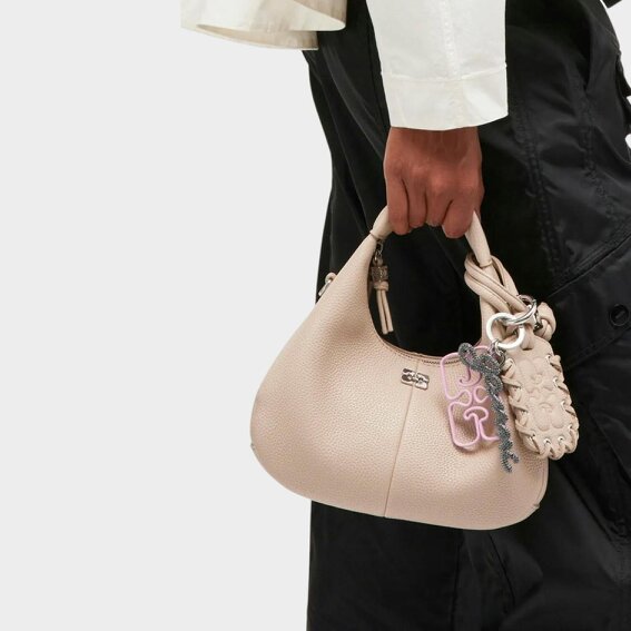 GANNI Chain-Embellished Keyring Flash Pink