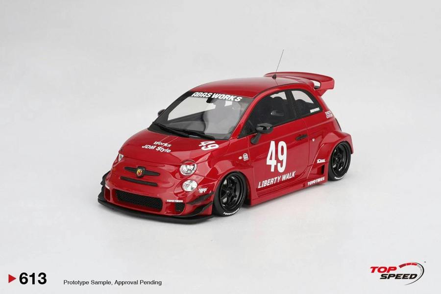 MCSlots Abarth LB-Works X Abas Works 595 Red 1:18 Scale Topspeed TS0613