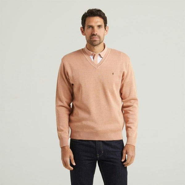 Gabicci G54K01 Mens Plain Vee Kneck Knit Gabicci Classic - PEACH