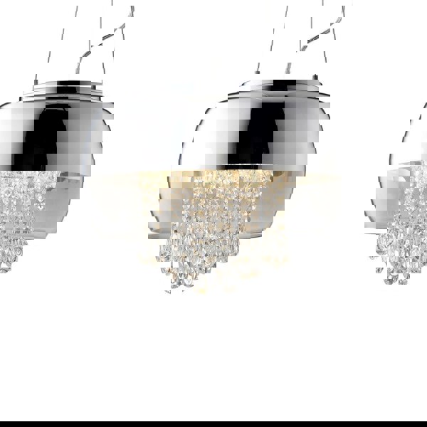 Milagro Luna Pendant 40CM 3XE14 Designer Light Crafted From A Chrome Fitting And Glass Shades With Suspended Crystals