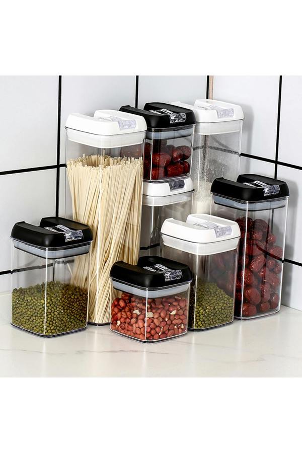 Living and Home 7Pcs Airtight Food Dry Grain Cereal  Storage Containers 6.9L with Clasp Lids （0.5*2+0.8*2+1.2*2+1.9L）