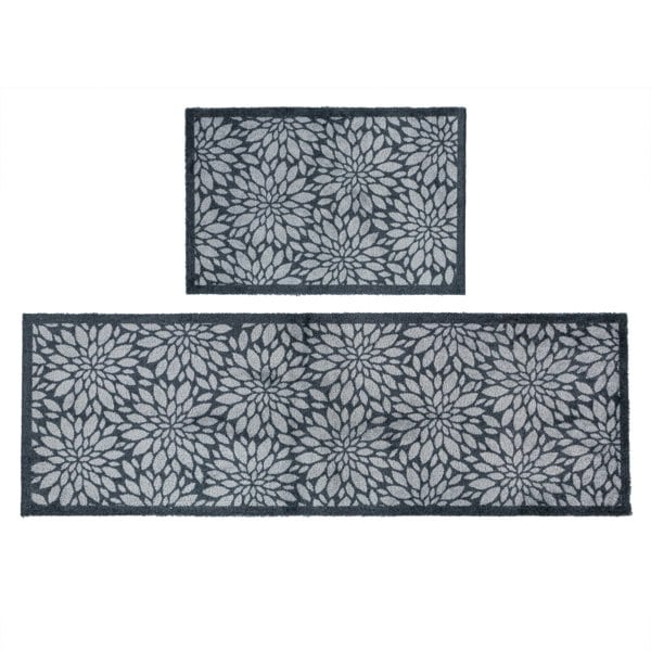 JVL Mega Mat Machine Washable Entrance Runner and Doormat Set, Flowers