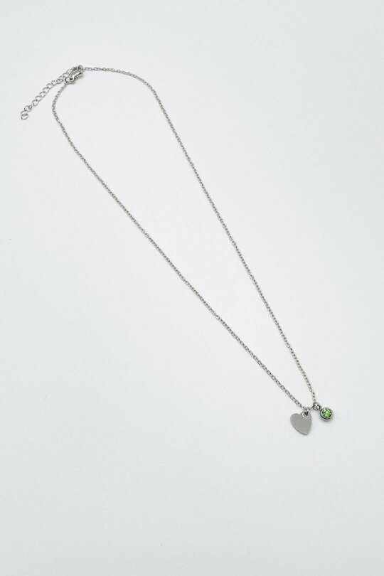 SVNX Mini Heart & August Birthstone Necklace in Silver - Gift Boxed