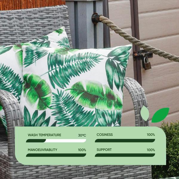 Gardenwize Pair of Outdoor Scatter Cushions – Botanical Green Design