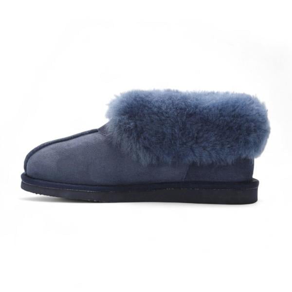 Infinity Leather Women's Sheepskin Suede Ankle Navy Slip-On Bootie Winter - Glacier