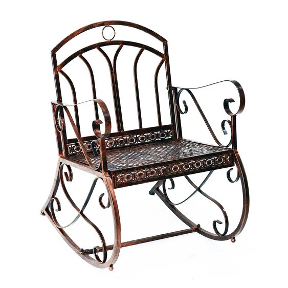 Wyld Haus Pabasa Vintage Inspired Metal Bronze Single Outdoor Rocking Armchair