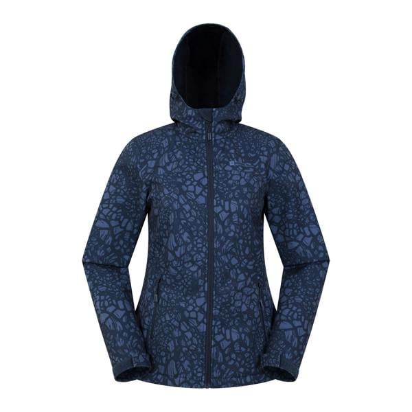 Mountain Warehouse Womens/Ladies Exodus Giraffe Print Water Resistant Soft Shell Jacket - Dark Blue - 
