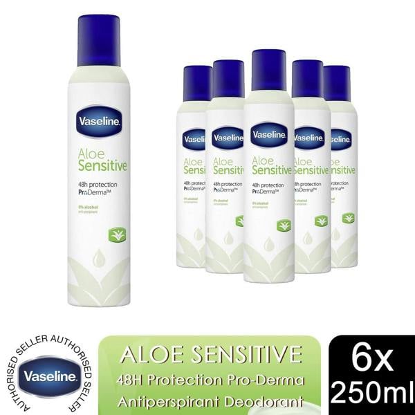 Vaseline ProDerma Aloe Sensitive Anti Perspirant Deodorant For Women 250ml, 6pk