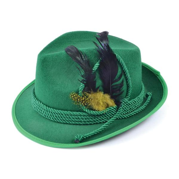 Bristol Novelty Unisex Felt Hat With Feathers - Green - 