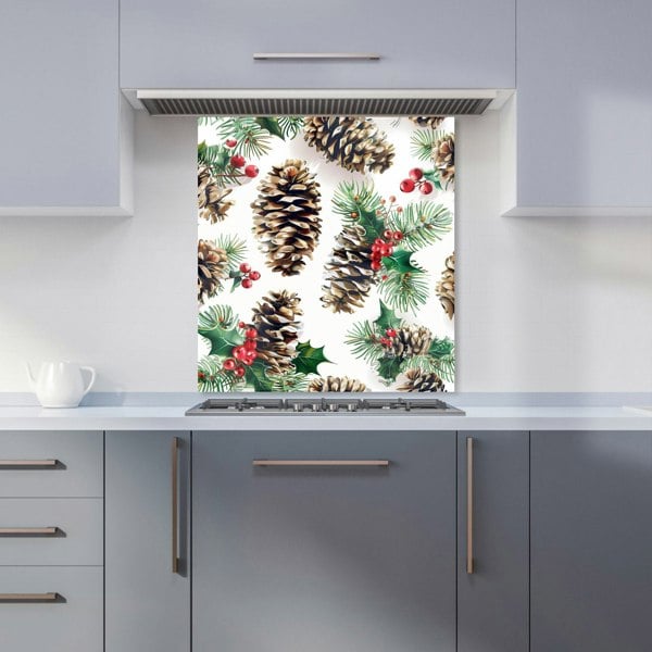 Warren Reed - Designer Festive Pine Cones and Holly Kitchen Splashback