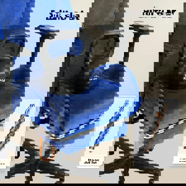 Levede Office Desk Chair Gaming Recliner Adjustable Height with Footrest Blue