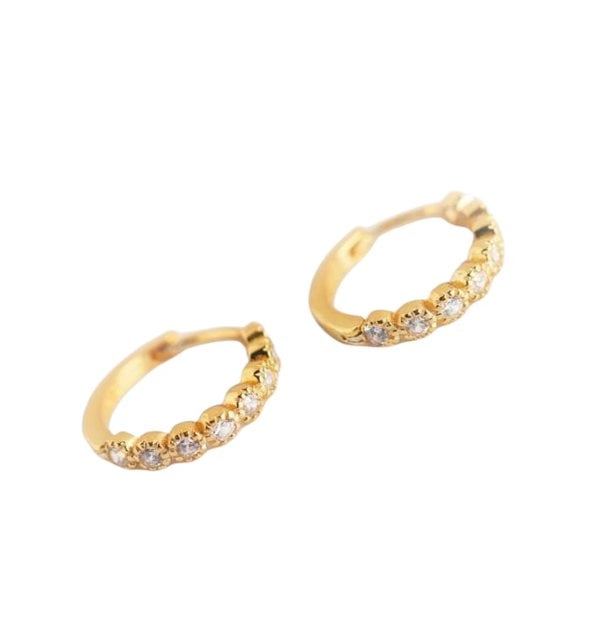 Gold Trip Crystal Huggie Hoop Earrings