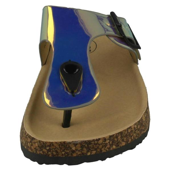 Spot On Ladies Spot On Flat Hologram Sandals