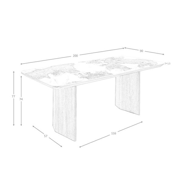 Angel Cerdá Rectangular porcelain marble and walnut dining table 1129