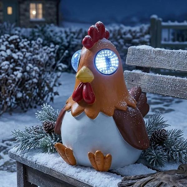 1 x Blinking Solar Cockerel Garden Statue Animated LED Rooster Ornament