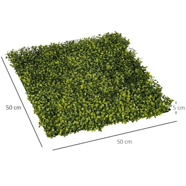 Artificial boxwood wall panel, 50 x 50 cm faux grass privacy screen in green