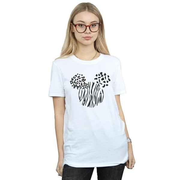 Disney Womens/Ladies Mickey Mouse Animal Cotton Boyfriend T-Shirt - White