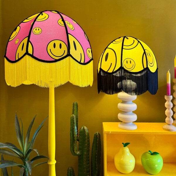 Love Frankie Pink Acid Drops Smiley Face Vintage Dome Lampshades