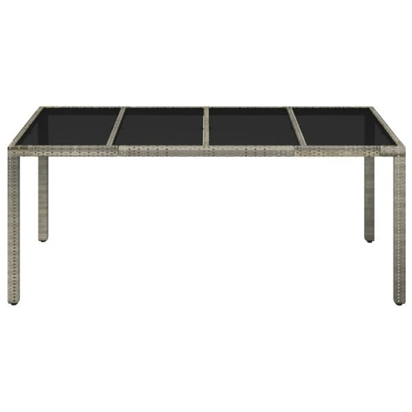 Berkfield Garden Table with Glass Top Grey 190x90x75 cm Poly Rattan