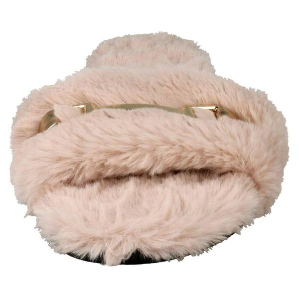 Spot On Ladies Spot On Flat Fur Mule Sliders F00139