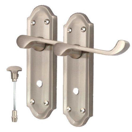 EDH Door Hardware Satin Nickel Door Handles - Askworth Internal Door Handles Set for Internal Door
