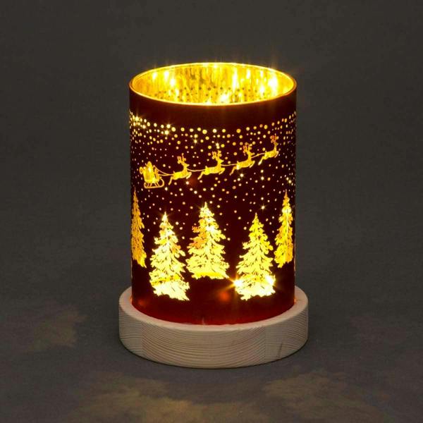 16cm Christmas Decorated Vase Table Lamp with Santa Sleigh Scene, Warm White LED Indoor Decoration image 3