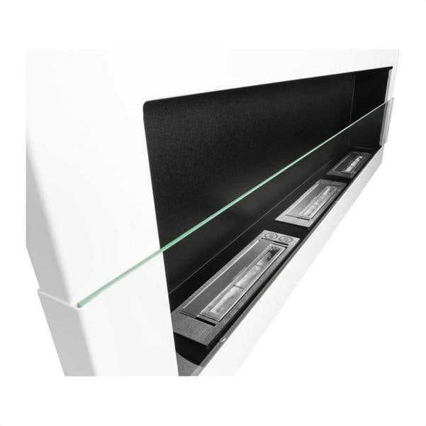 BIOFireplacesGMT Bioethanol Fireplace Wall Mounted 1200x400 White Gloss with Glass Ventless
