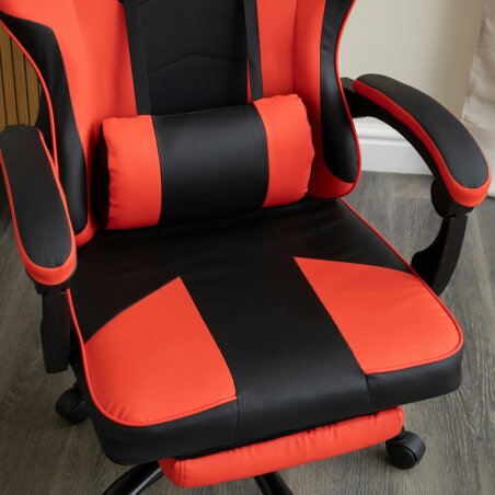Samuel Alexander Ergonomic Gaming Chair with Footrest and Removable Pillows in Red