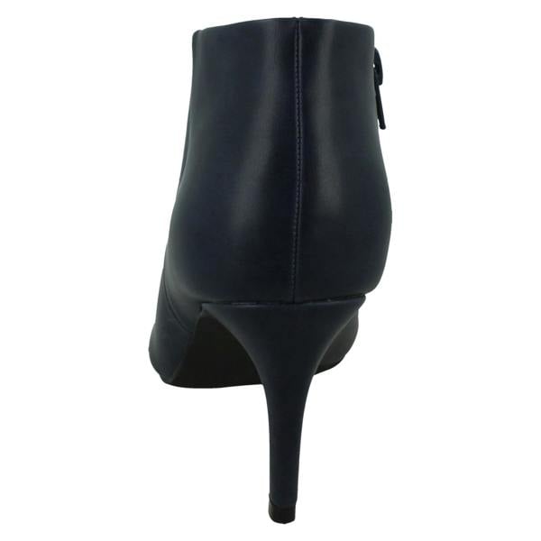 Spot On Ladies Spot On High Heel Low Cut Ankle Boot with Metal Heel Trim F51229