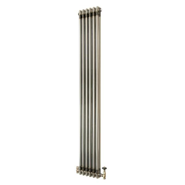 Traditional 2 Column Radiator & Valves – 1800mm x 290mm - Raw Metal