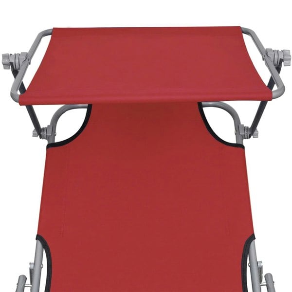 Berkfield Folding Sun Lounger with Canopy Red Aluminium
