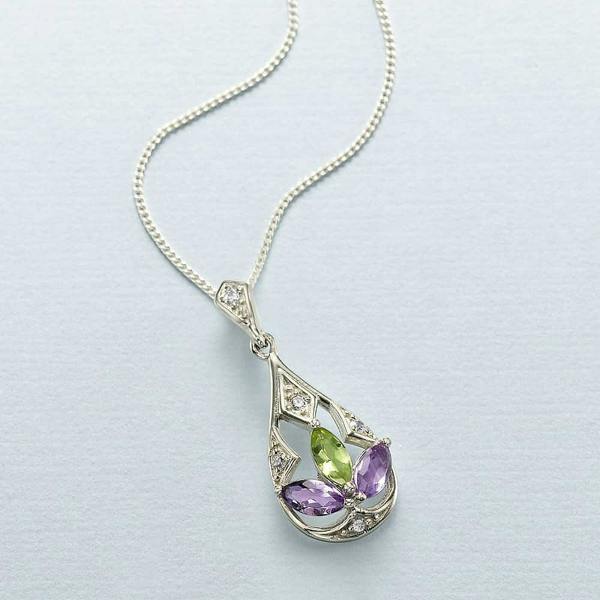 Museum Selection Peridot & Amethyst Silver Pendant