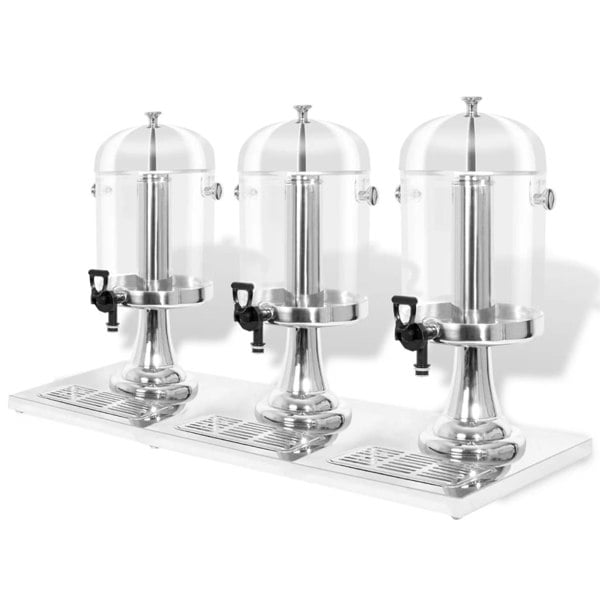 Berkfield Triple Juice Dispenser Stainless Steel 3 x 8 L