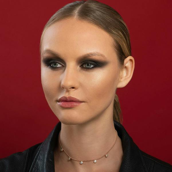 Rose Gold Beaded Choker Necklace for Women with Round Stones - namana.london