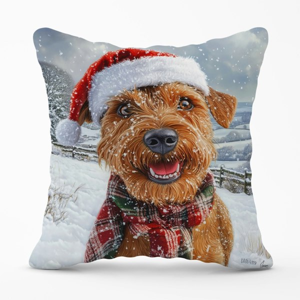 Warren Reed Christmas Irish Terrier Cushion