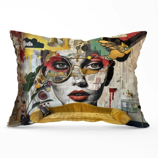 Warren Reed Abstract Face Behind Sofa Cushions