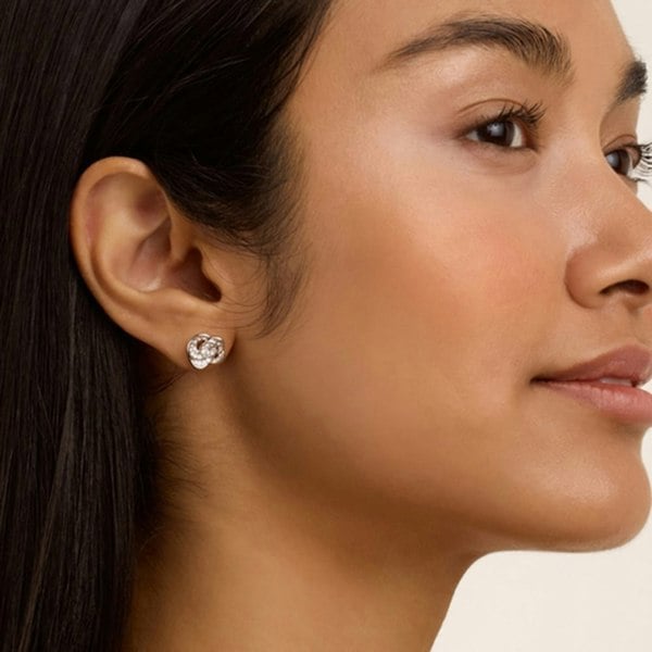 Ted Baker Florine Silver Tone Cubic Zirconia Flower Stud Earrings TBJ3848-01-02