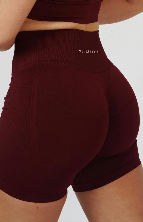 V3 Apparel Tempo Seamless Scrunch Shorts & Multi-Way Sports Bra Set - Pomegranate Red