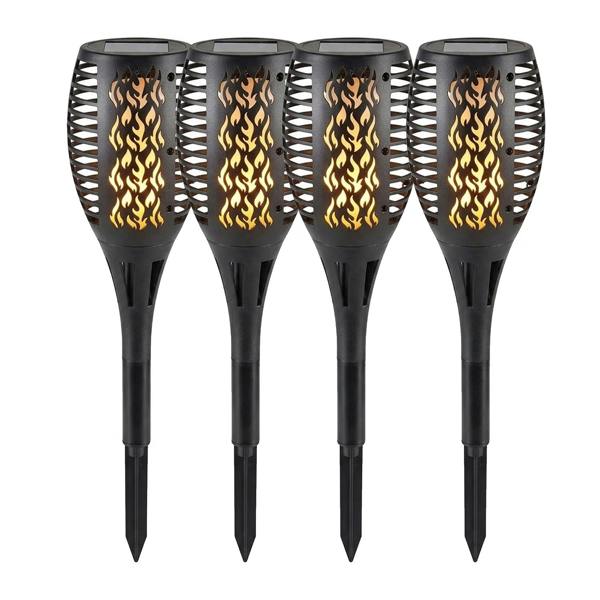 Solar Realistic Flame Torch Lights Waterproof Garden Patio Pathway Decor