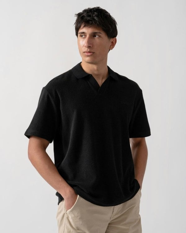 BOSS Orange Doubletowel Mens Polo Shirt - Black 001