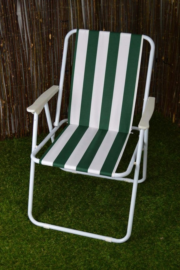 Samuel Alexander 6 Pack of Folding Camping / Picnic Chair in Green and White Garden Patio