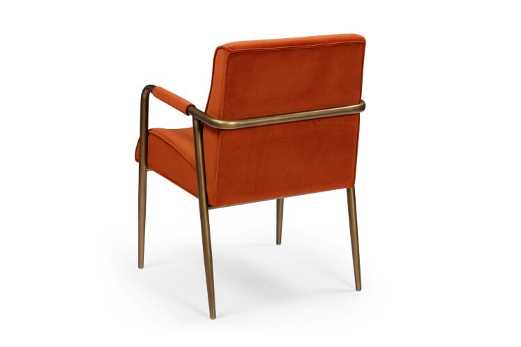 Wyld Haus Luxemburg Upholstered Burnt Orange Velvet and Brass Armchair