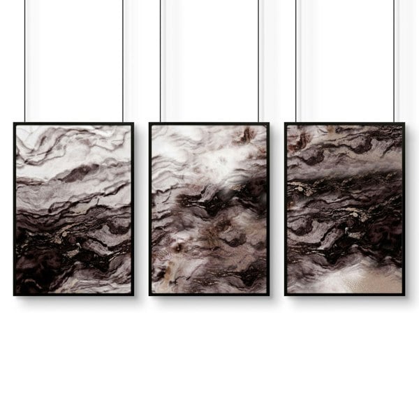 Wall print living room | set of 3 Marble prints