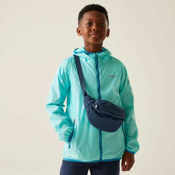 Regatta Great Outdoors Kids Lever II Packaway Rain Jacket - Aruba Blue/Exotic Plume