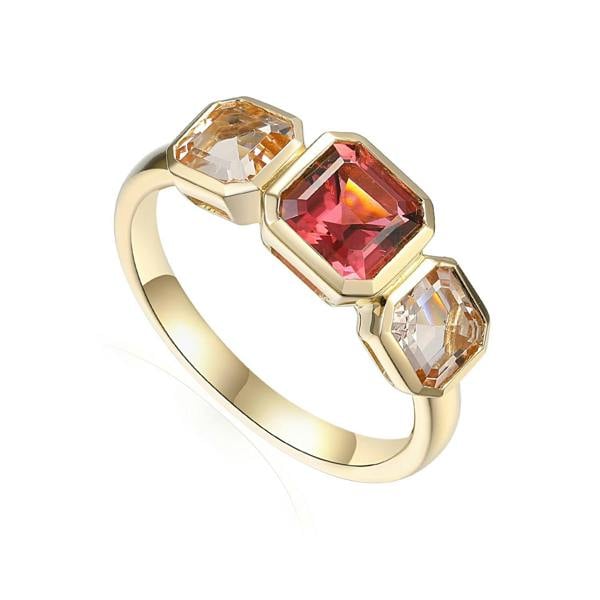 Sarah Layton Pink Tourmaline and Morganite Ring - 9ct Yellow Gold - NTR2187MOR/PT-9YG